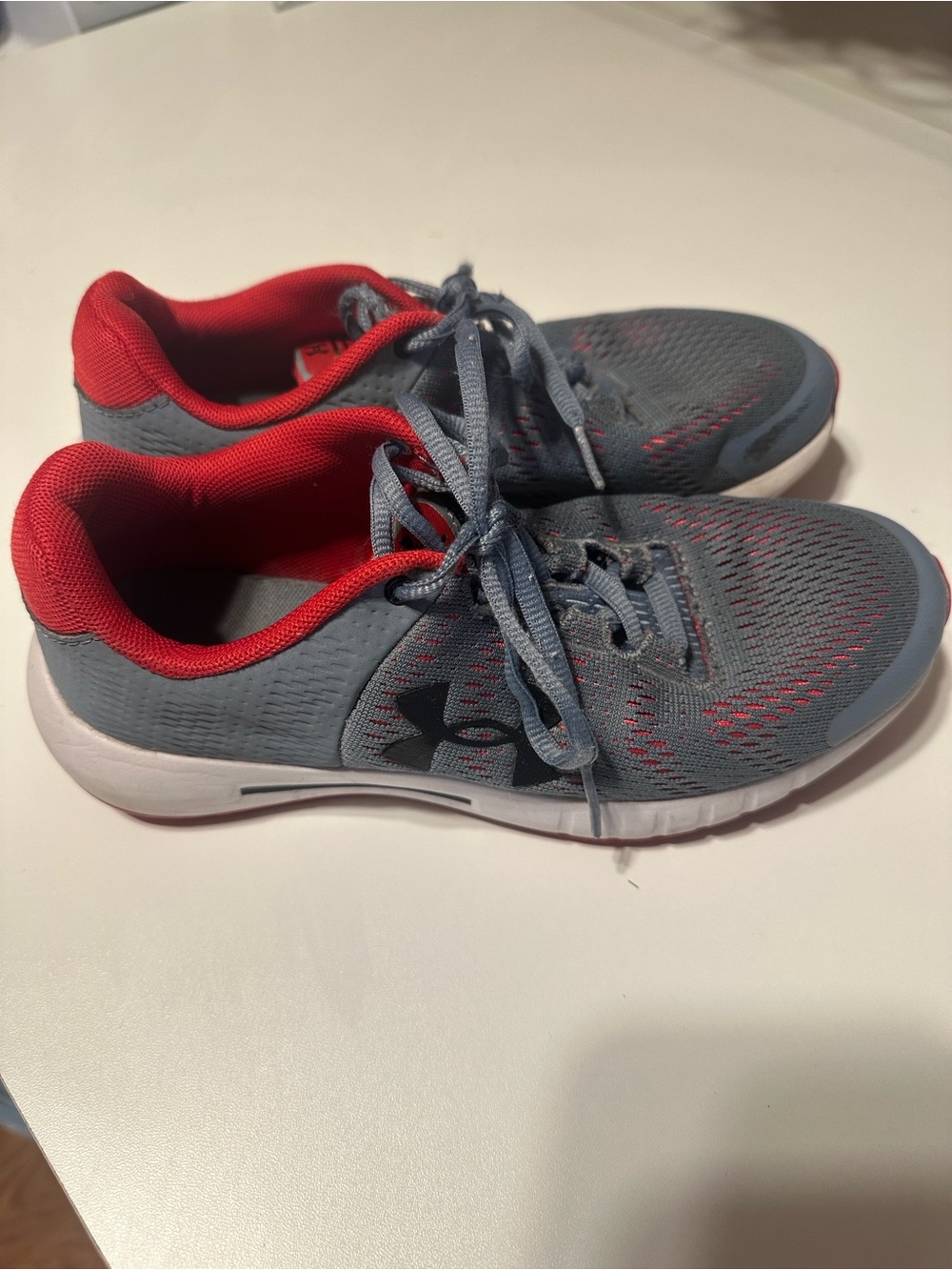 Under Armour Kids Gray and Red Sneakers